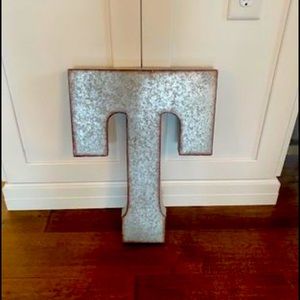 Huge 20” Galvanized Letter T Rusted edge